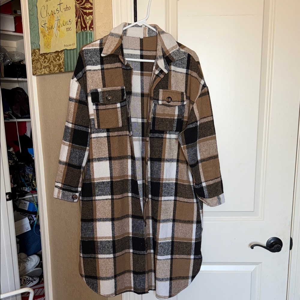 Plaid Button-Up Shirt Jacket